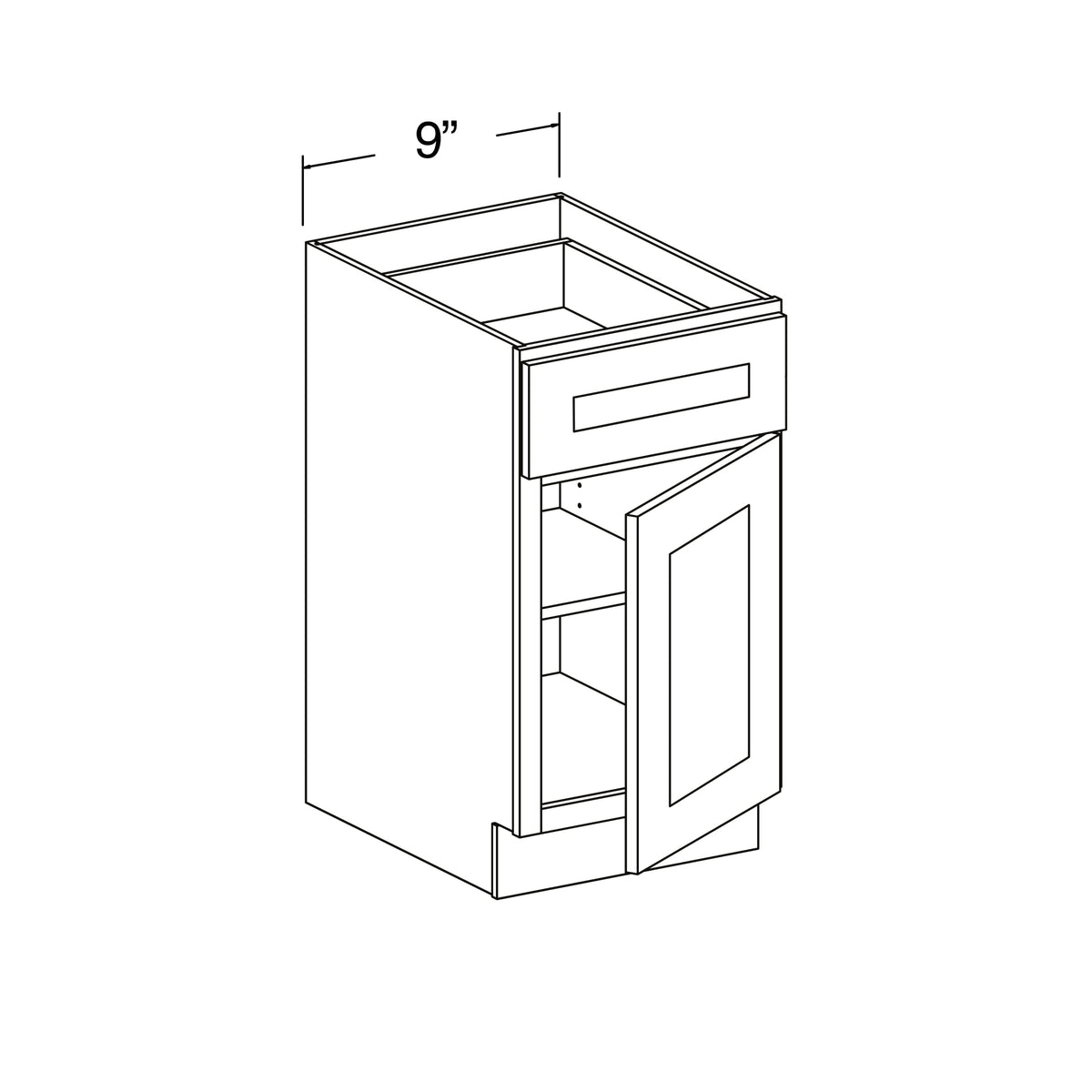 Standard Base Cabinet with 1 Drawer and 1 Door 9"W