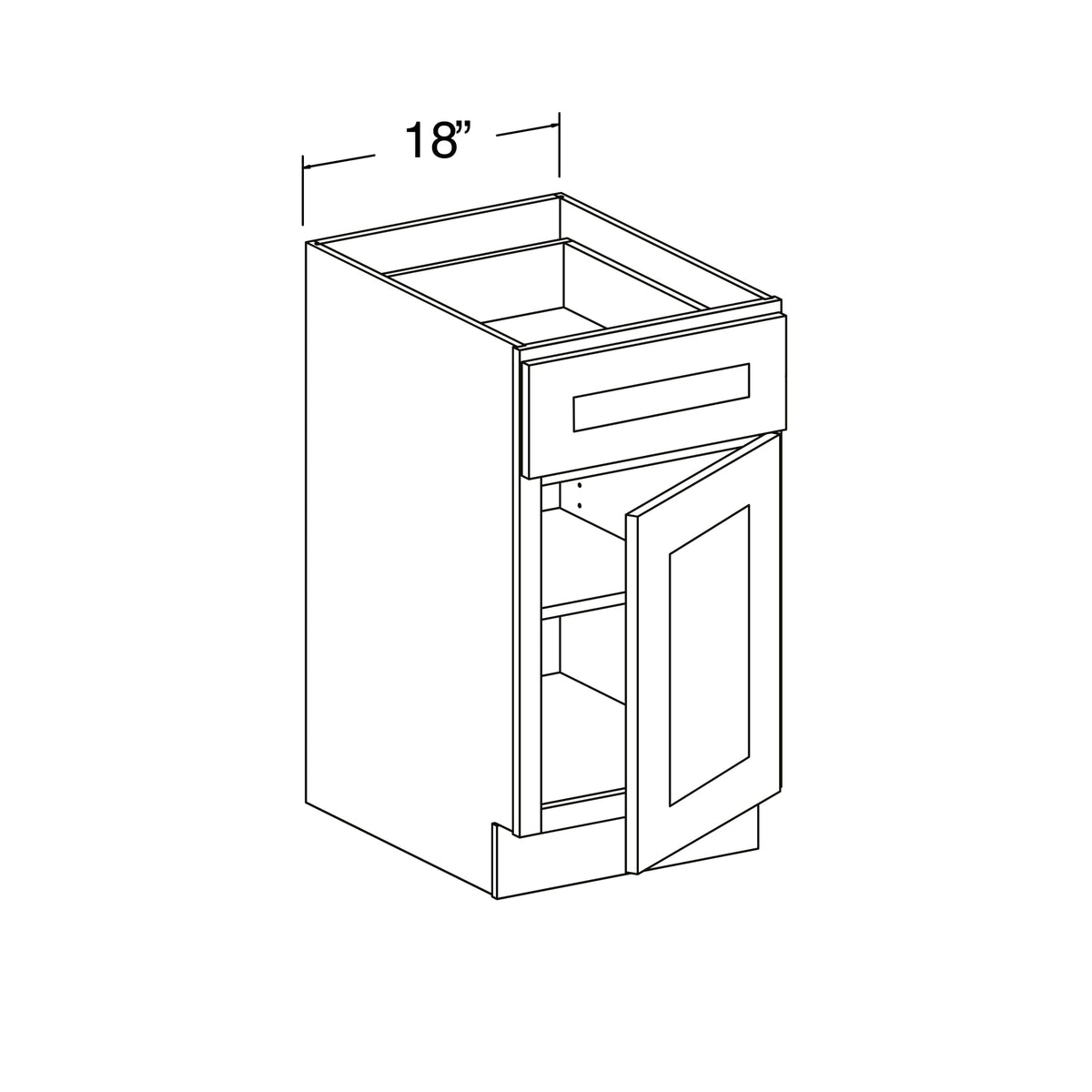 Standard Base Cabinet with 1 Drawer and 1 Door 18"W