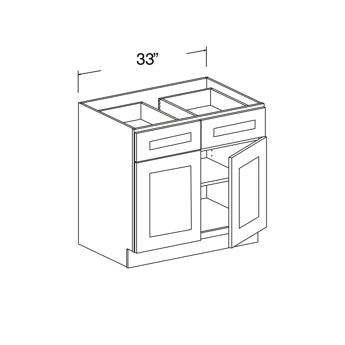 Standard Base Cabinet with 2 Drawers and 2 Doors 33"W