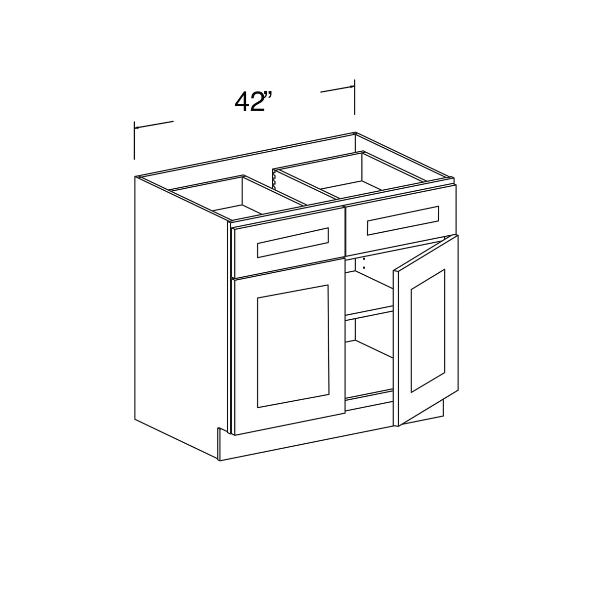 Standard Base Cabinet with 2 Drawers and 2 Doors 42"W