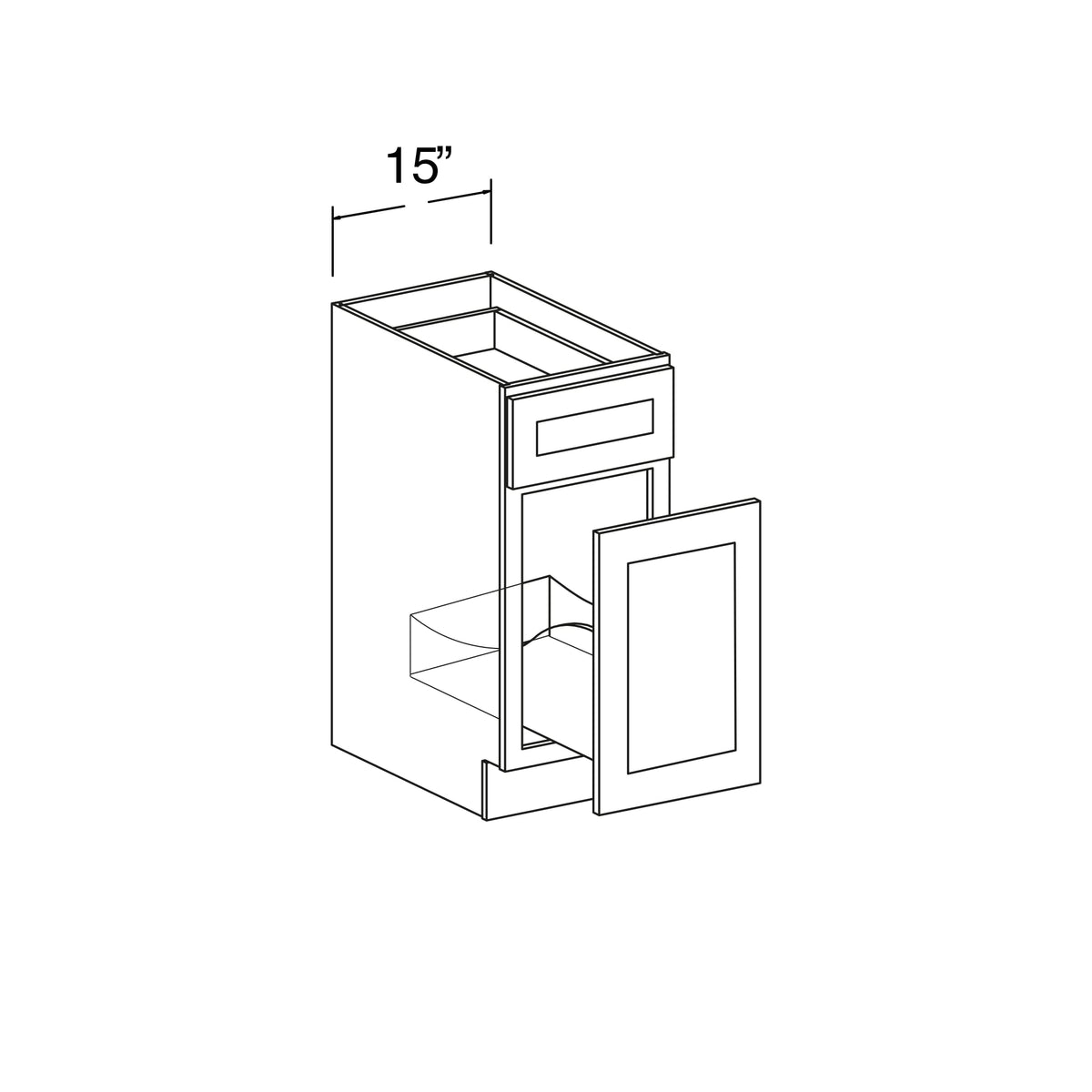 Waste Bin Base Cabinet with 1 Drawer and Waste Bin Cut-Out 15"W