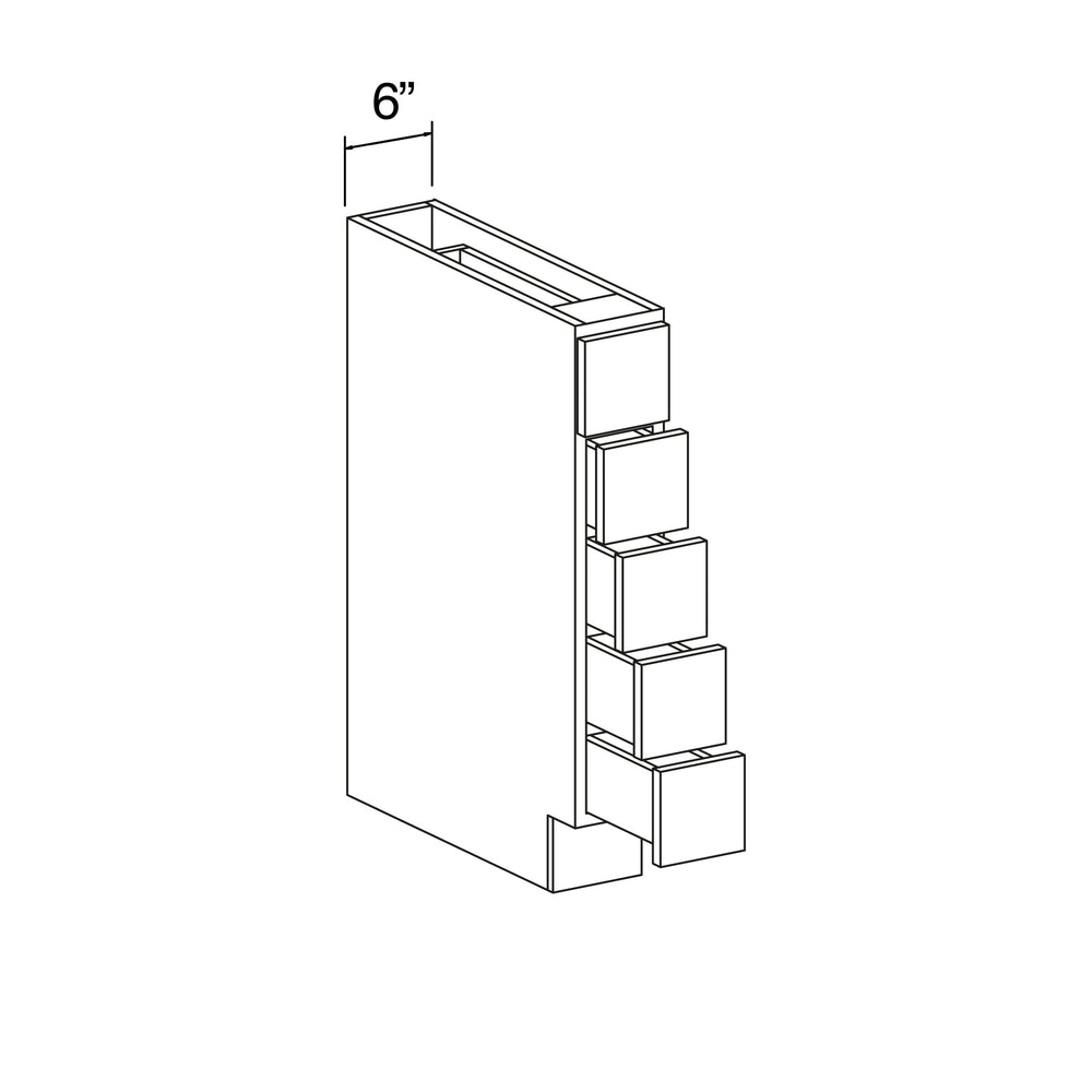Spice Cabinet with 5 Glideless Square Drawers