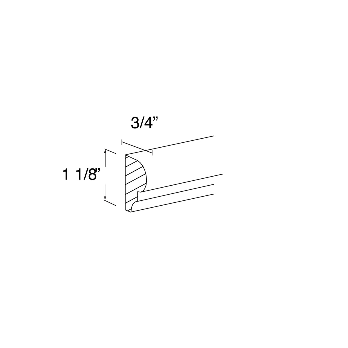 Chair Rail Molding 3/4"W x 1-1/8"H