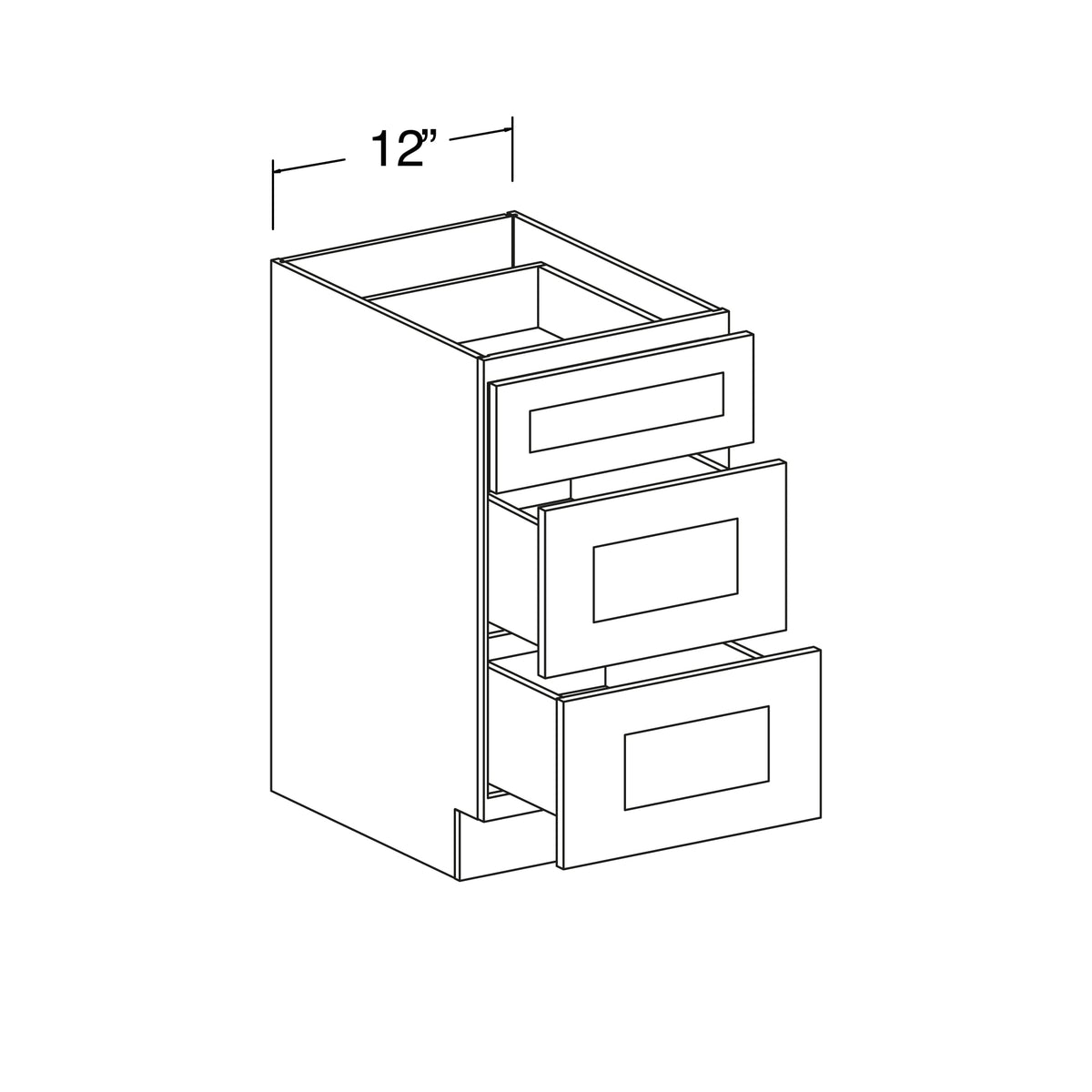 3-Drawer Base Cabinet 12"W