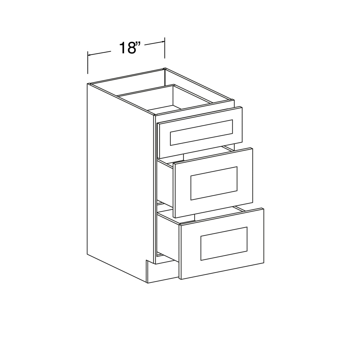 3-Drawer Base Cabinet 18"W