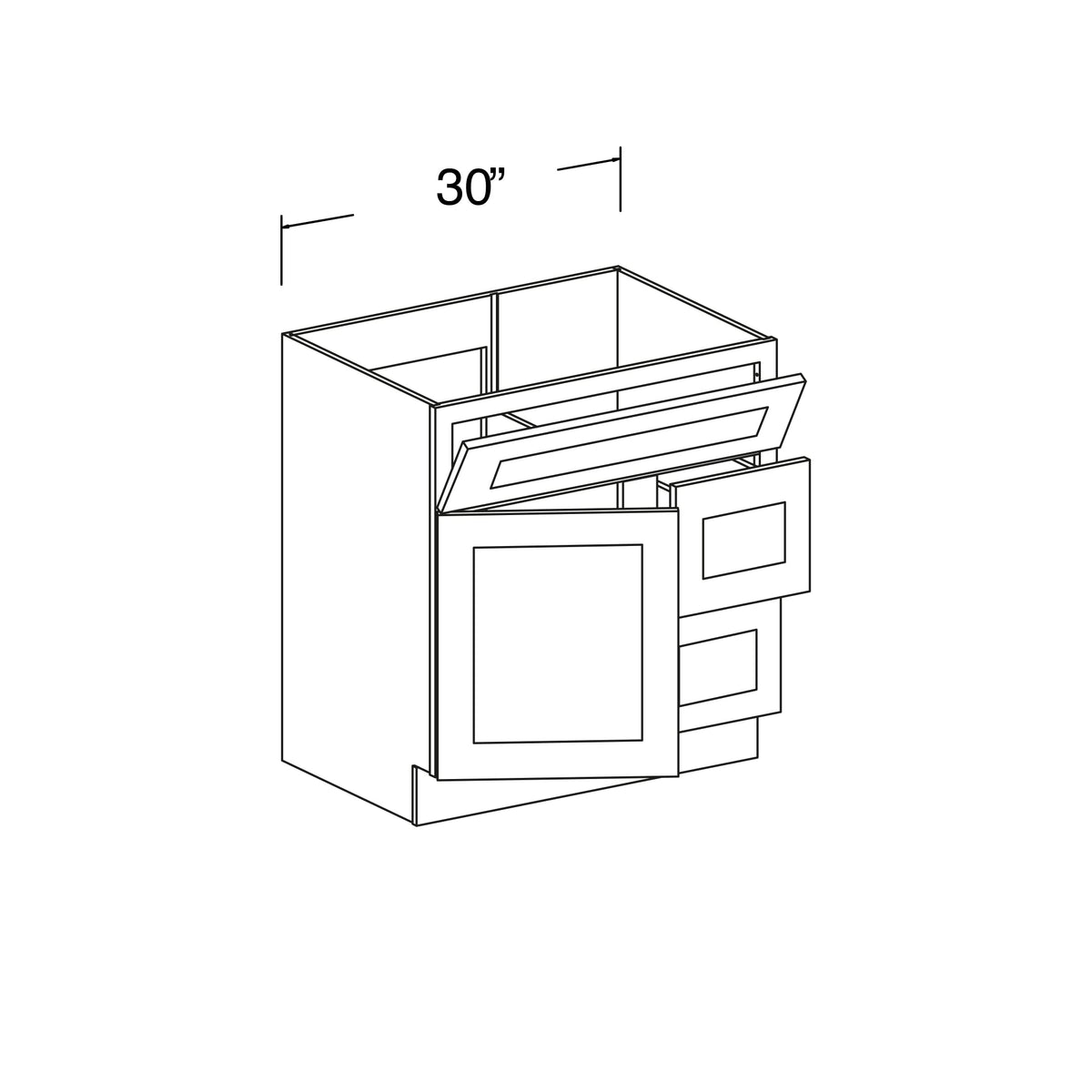 Sink Vanity Cabinet with 1 Tilt-out Drawer, 2 Drawers and 1 Door Left