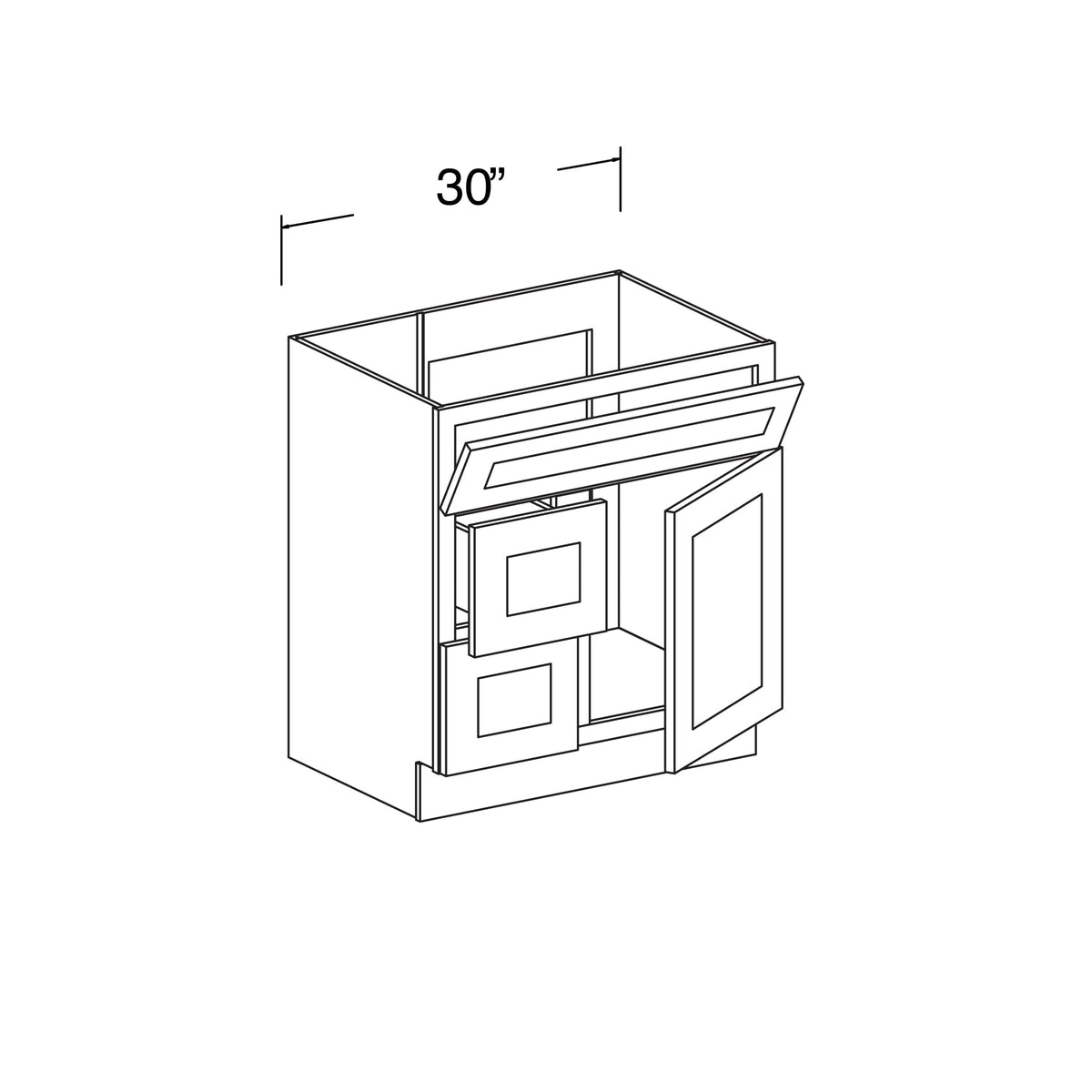 Sink Vanity Cabinet with 1 Tilt-out Drawer, 2 Drawers and 1 Door Right