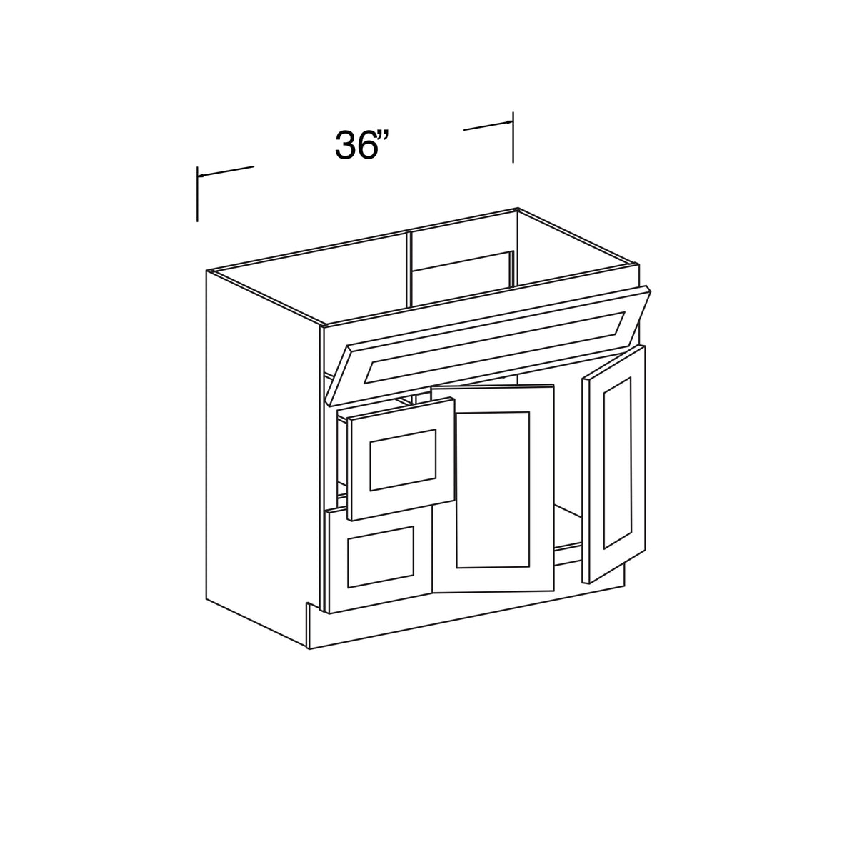 Sink Vanity Cabinet with 1 Tilt-out Drawer, 2 Drawers and 2 Doors Right