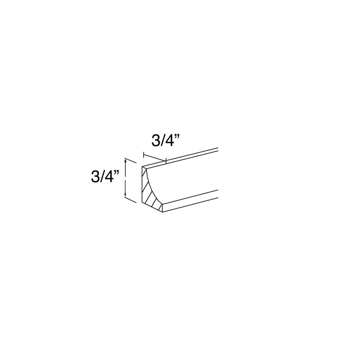 Incurved Corner Molding 3/4"W x 3/4"H