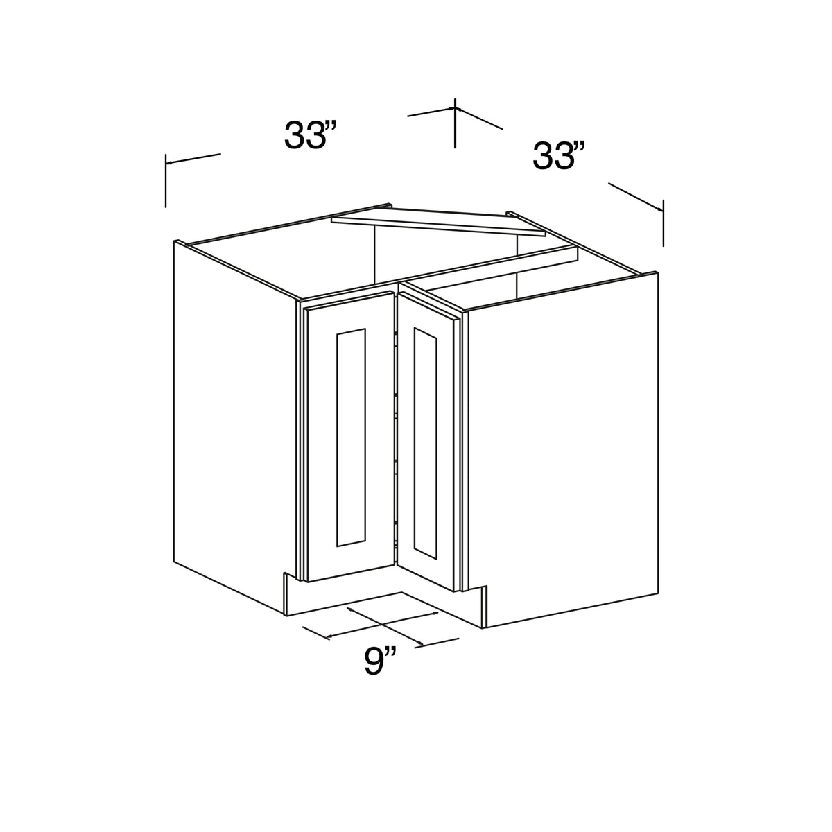 Corner Base Cabinet with Bi-folding Door 33"W