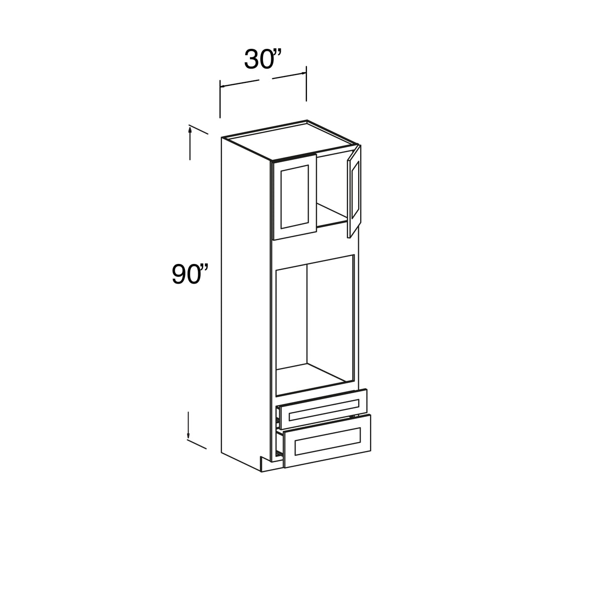 Oven Cabinet with 2 Doors and 2 Drawers 30"W x 90"H