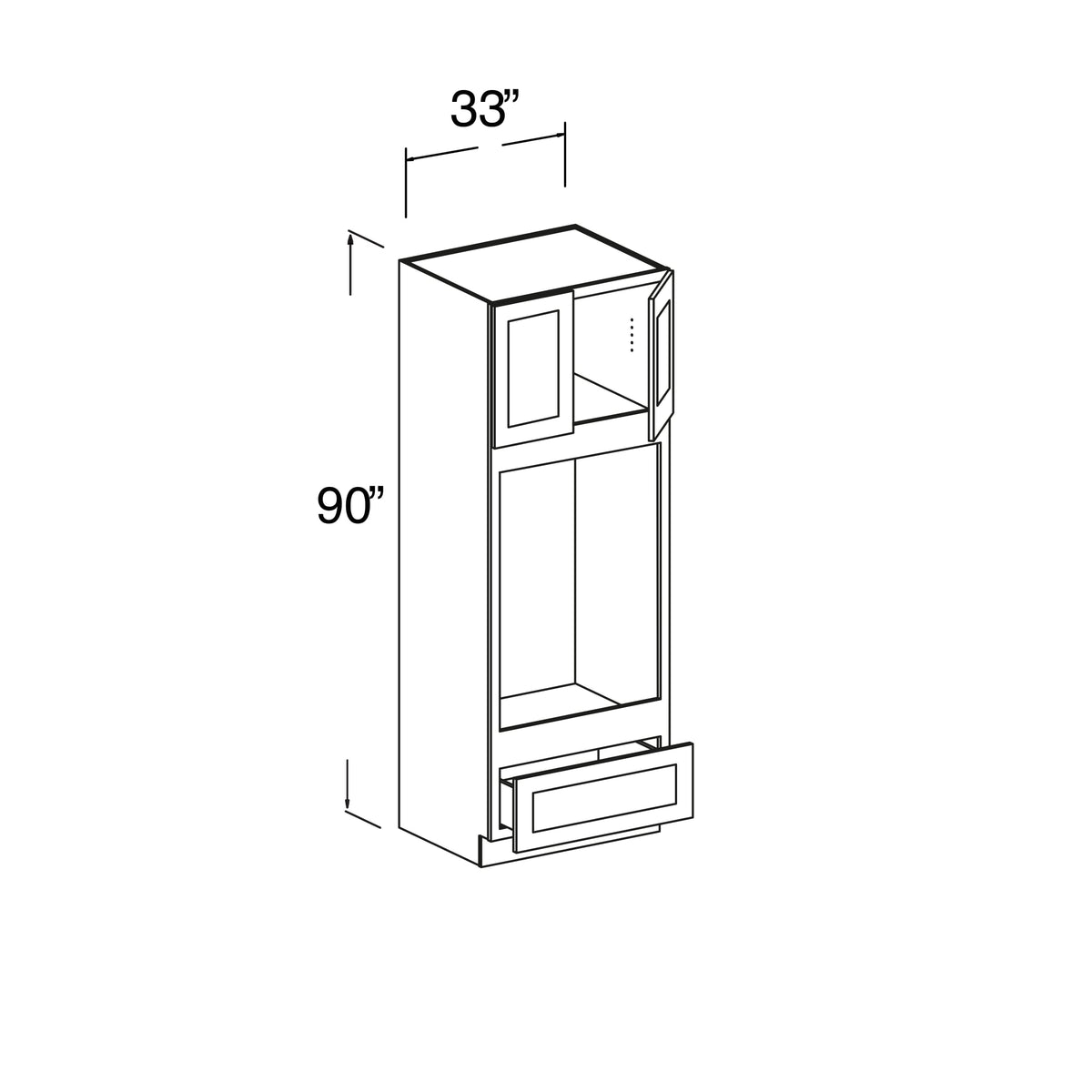 Oven Cabinet with 2 Doors and 1 Drawer 33"W x 90"H