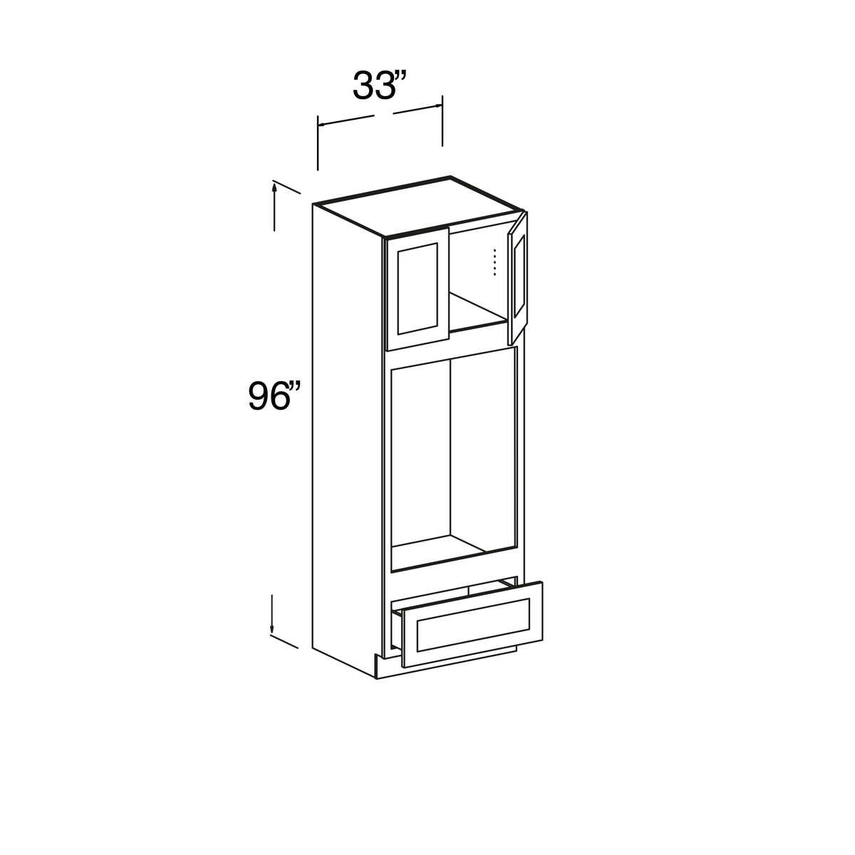 Oven Cabinet with 2 Doors and 1 Drawer 33"W x 96"H