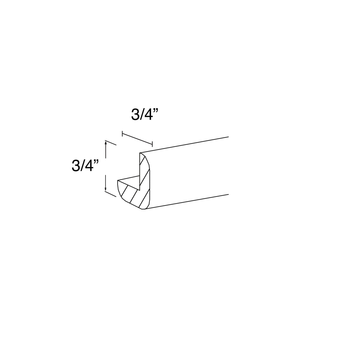 Outside Corner Molding 3/4"W x 3/4"H