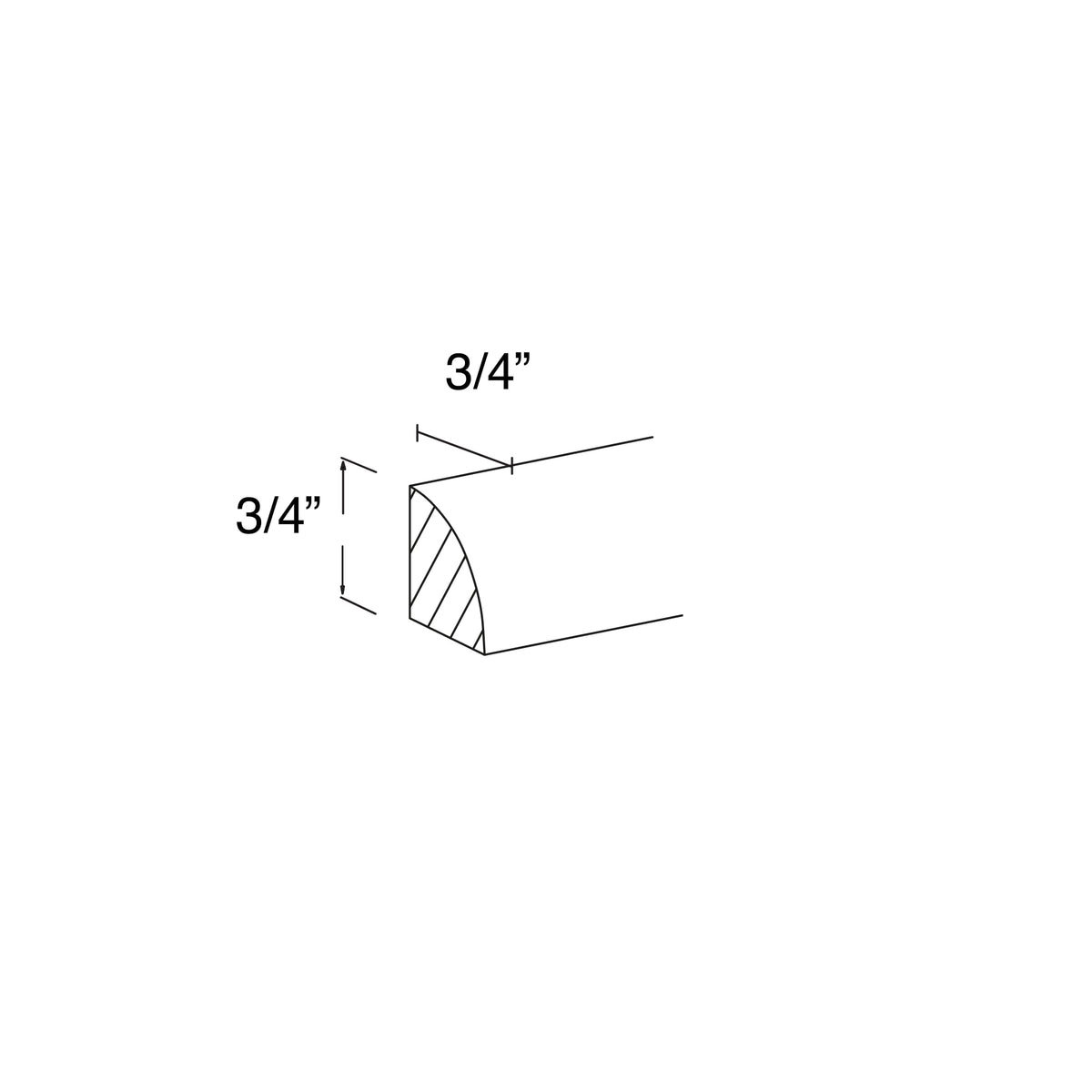 Quarter Round Molding 3/4"W x 3/4"H