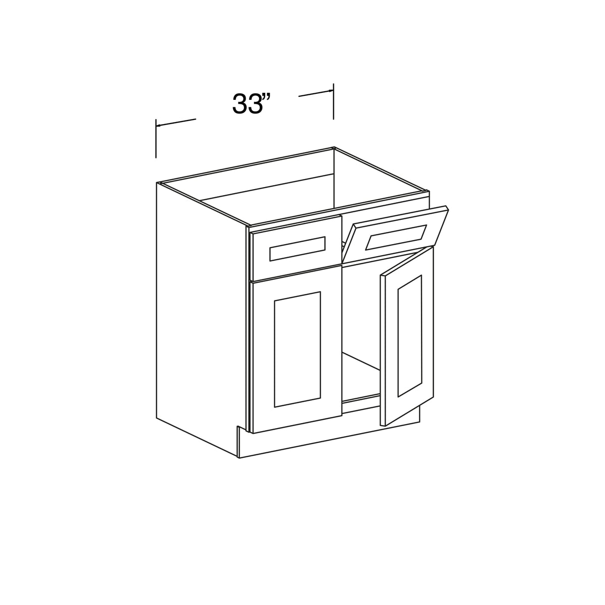 Sink Base Cabinet with 2 Tilt-out Drawers and 2 Doors 33"W