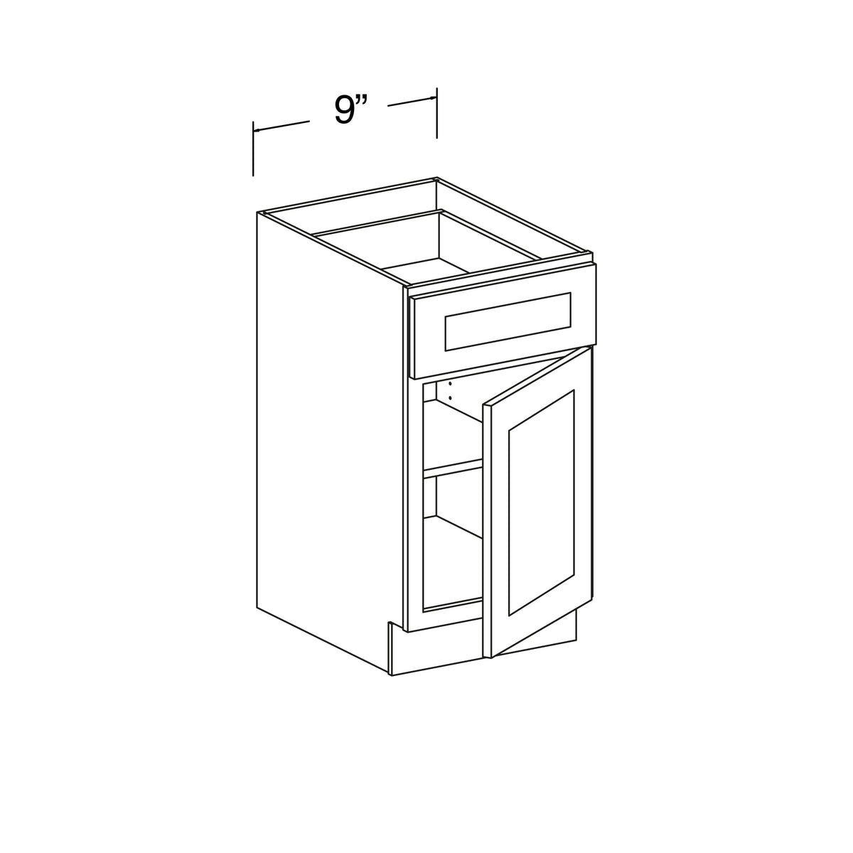 Vanity Cabinet with 1 Drawer and 1 Door 9"W