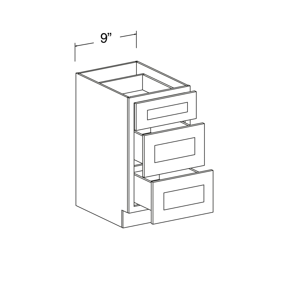 Vanity Cabinet with 3 Drawers 9"W