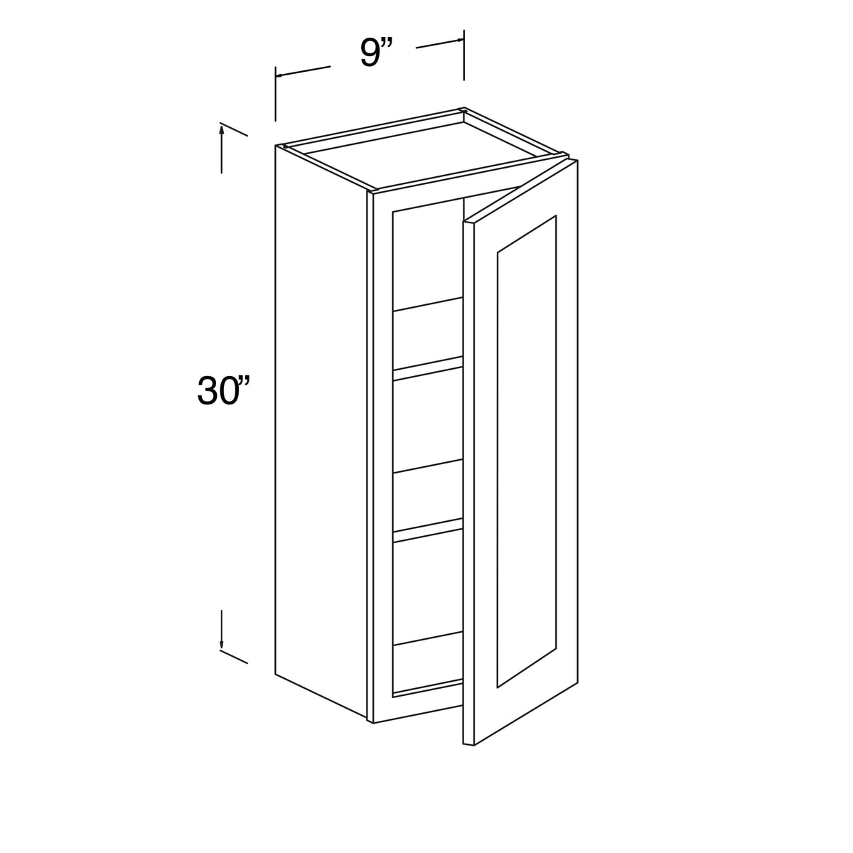 Wall Cabinet with 1 Door 9"W x 30"H