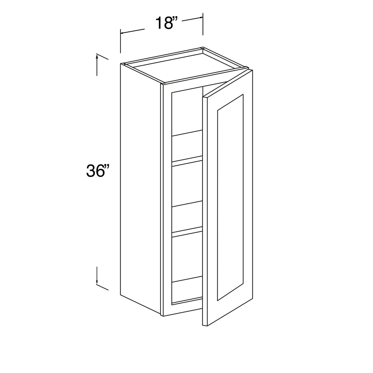 Wall Cabinet with 1 Door 18"W x 36"H