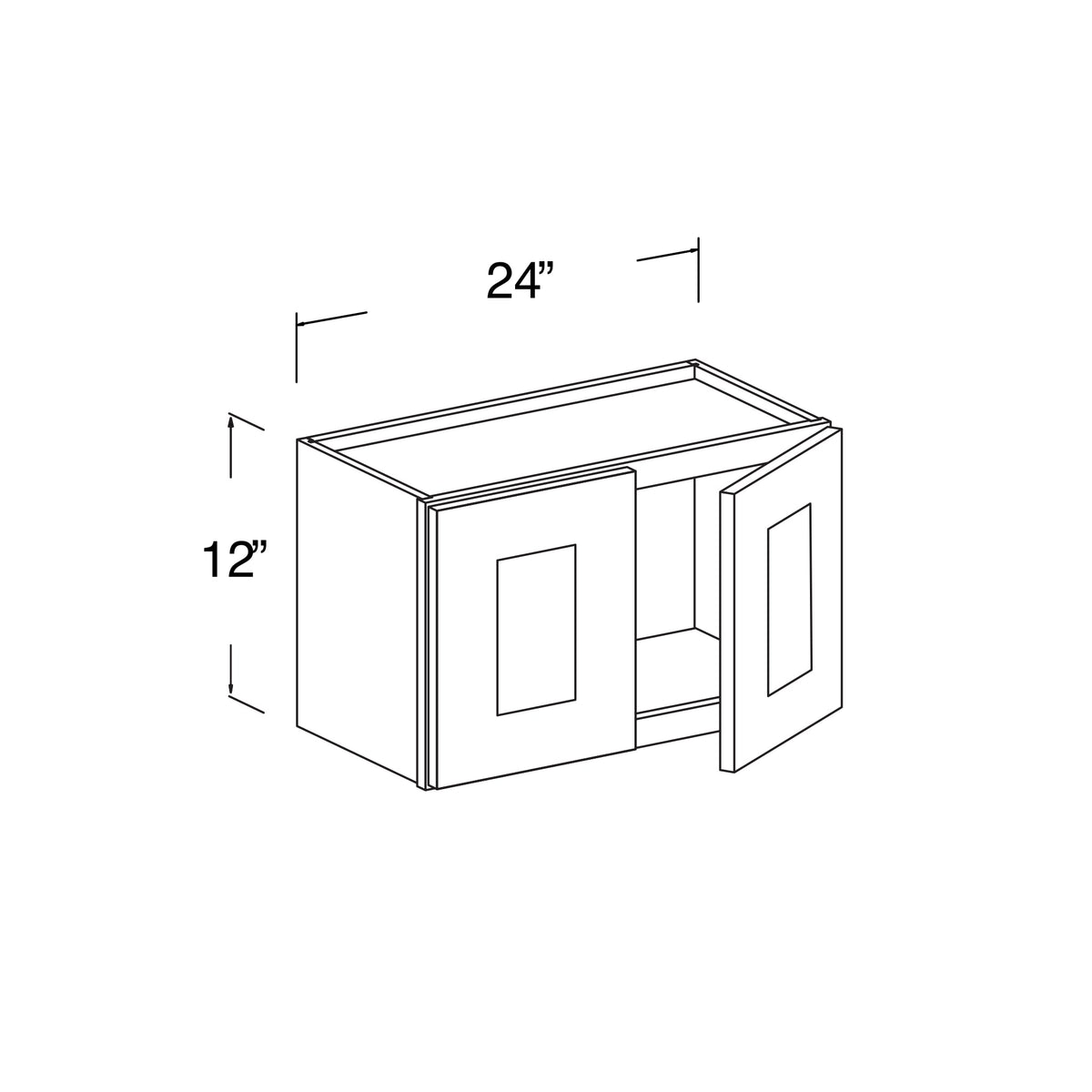Wall Cabinet with 2 Doors 24"W x 12"H