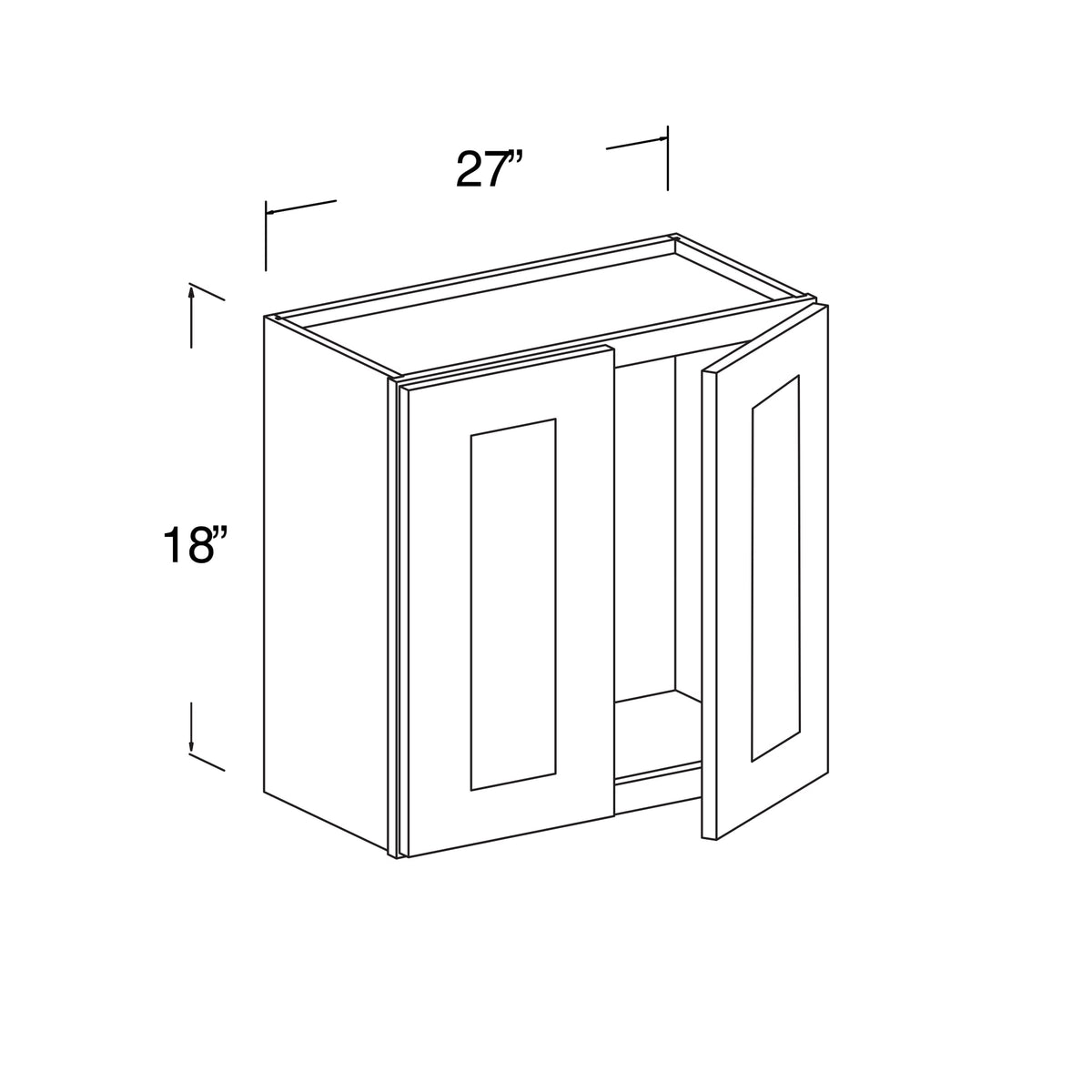 Wall Cabinet with 2 Doors 27"W x 18"H