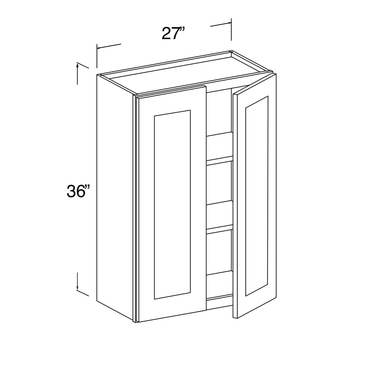 Wall Cabinet with 2 Doors 27"W x 36"H