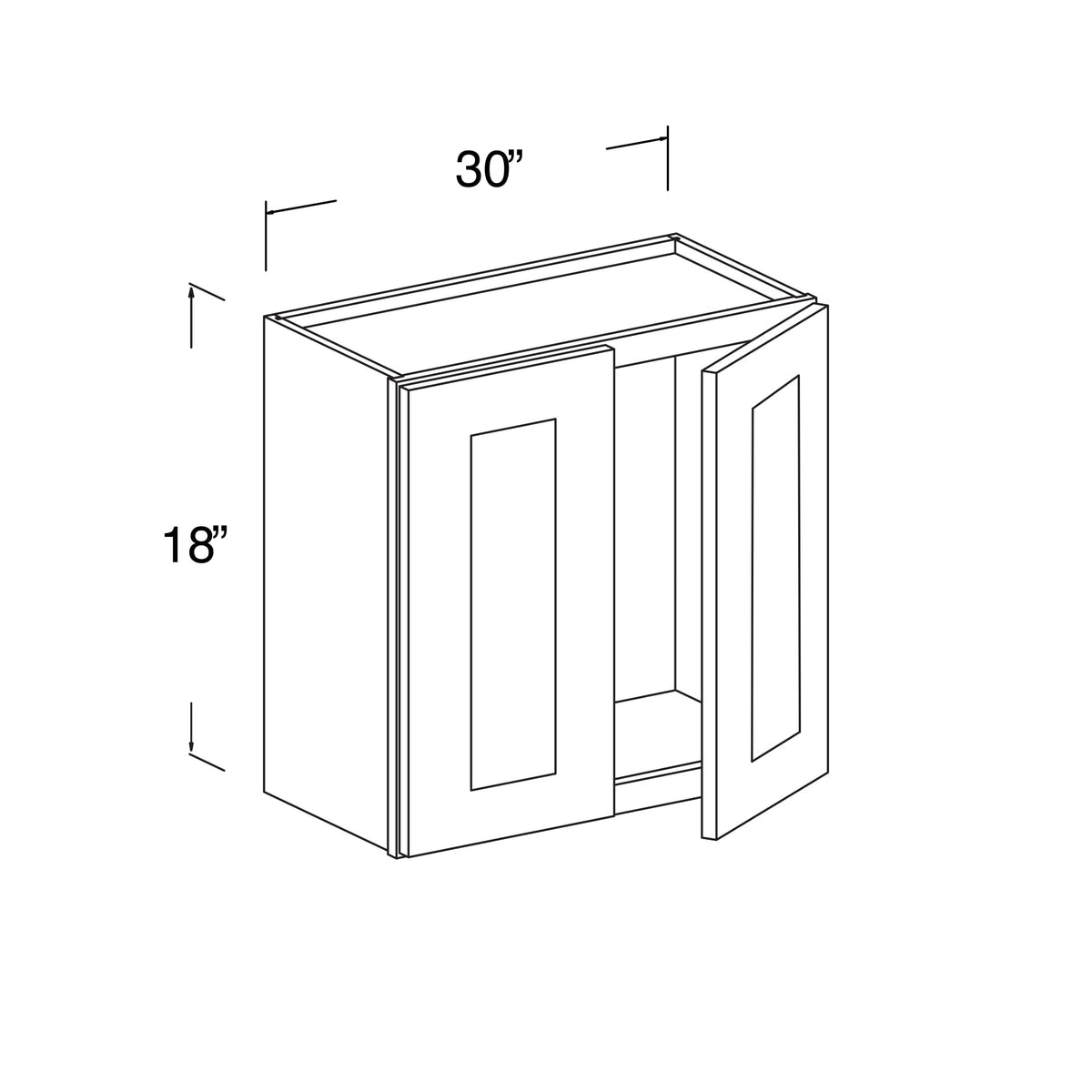 Wall Cabinet with 2 Doors 30"W x 18"H