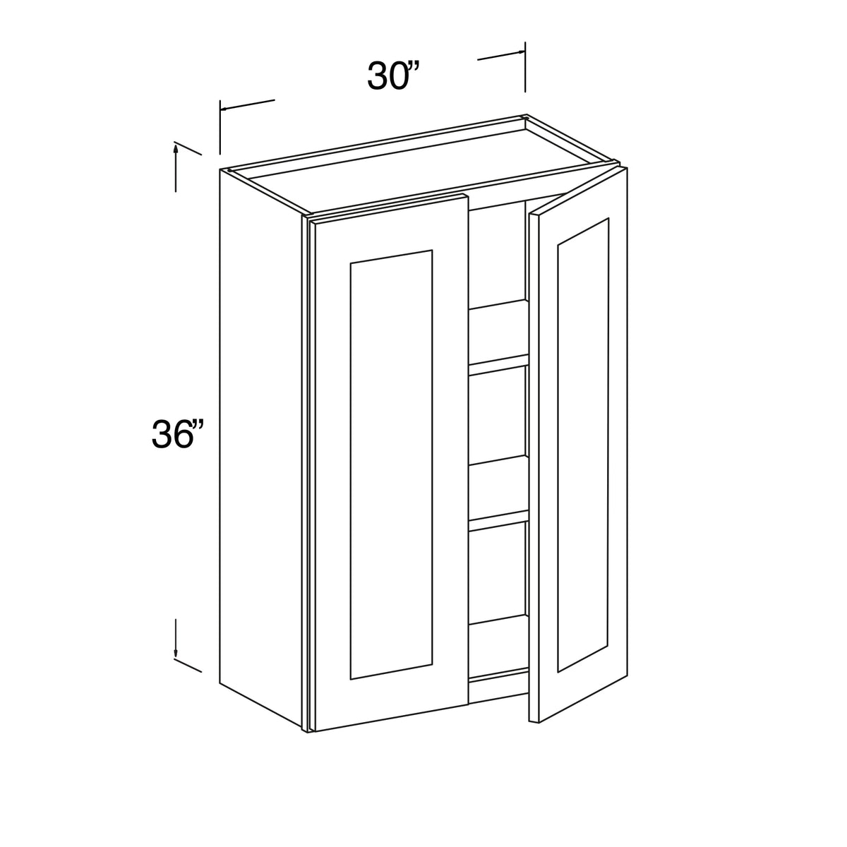 Wall Cabinet with 2 Doors 30"W x 36"H