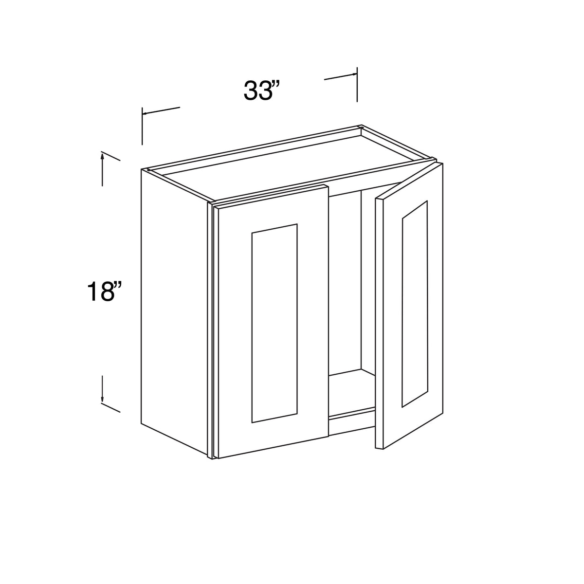 Wall Cabinet with 2 Doors 33"W x 18"H