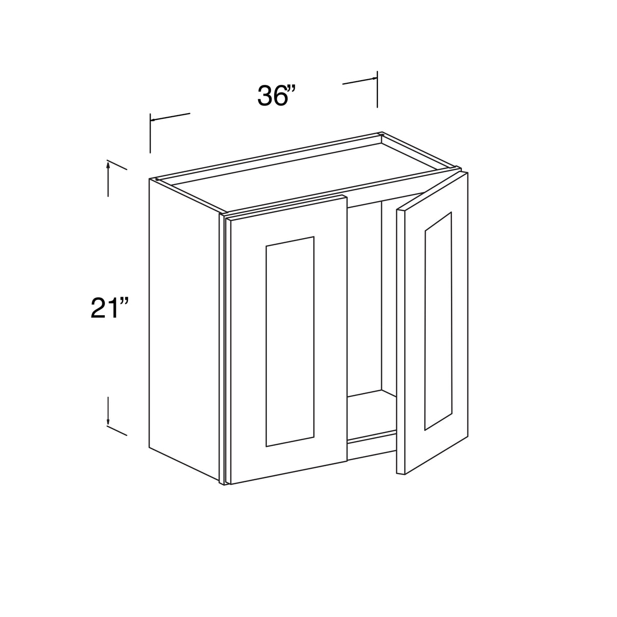 Wall Cabinet with 2 Doors 36"W x 21"H