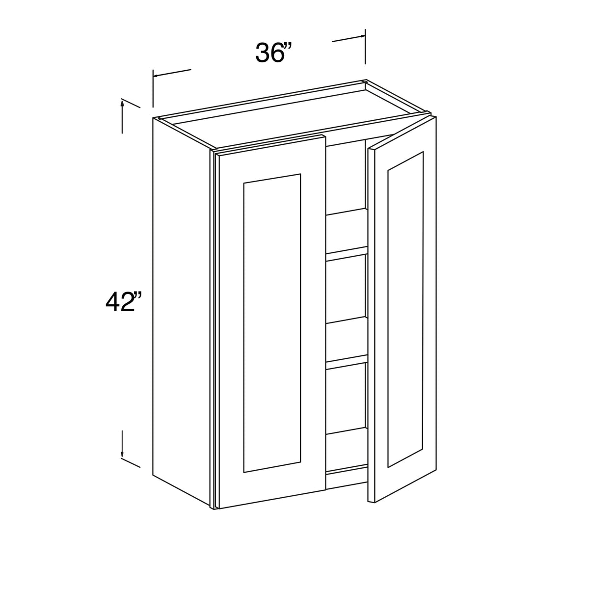 Wall Cabinet with 2 Doors 36"W x 42"H