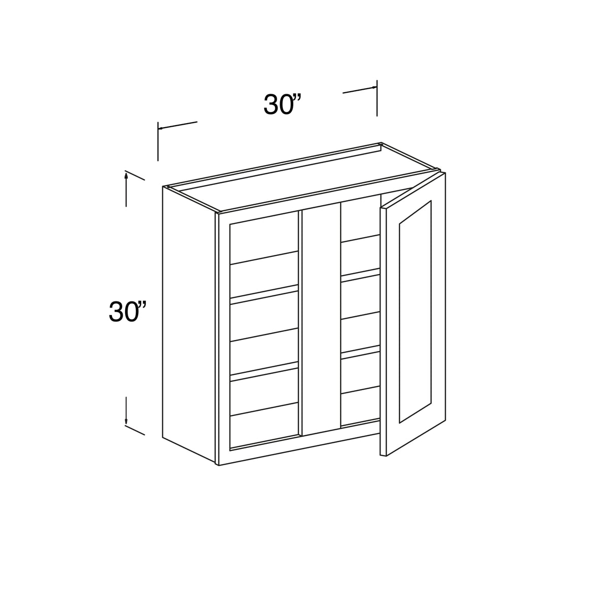 Blind Corner Wall Cabinet with 1 Door 30"W x 30"H