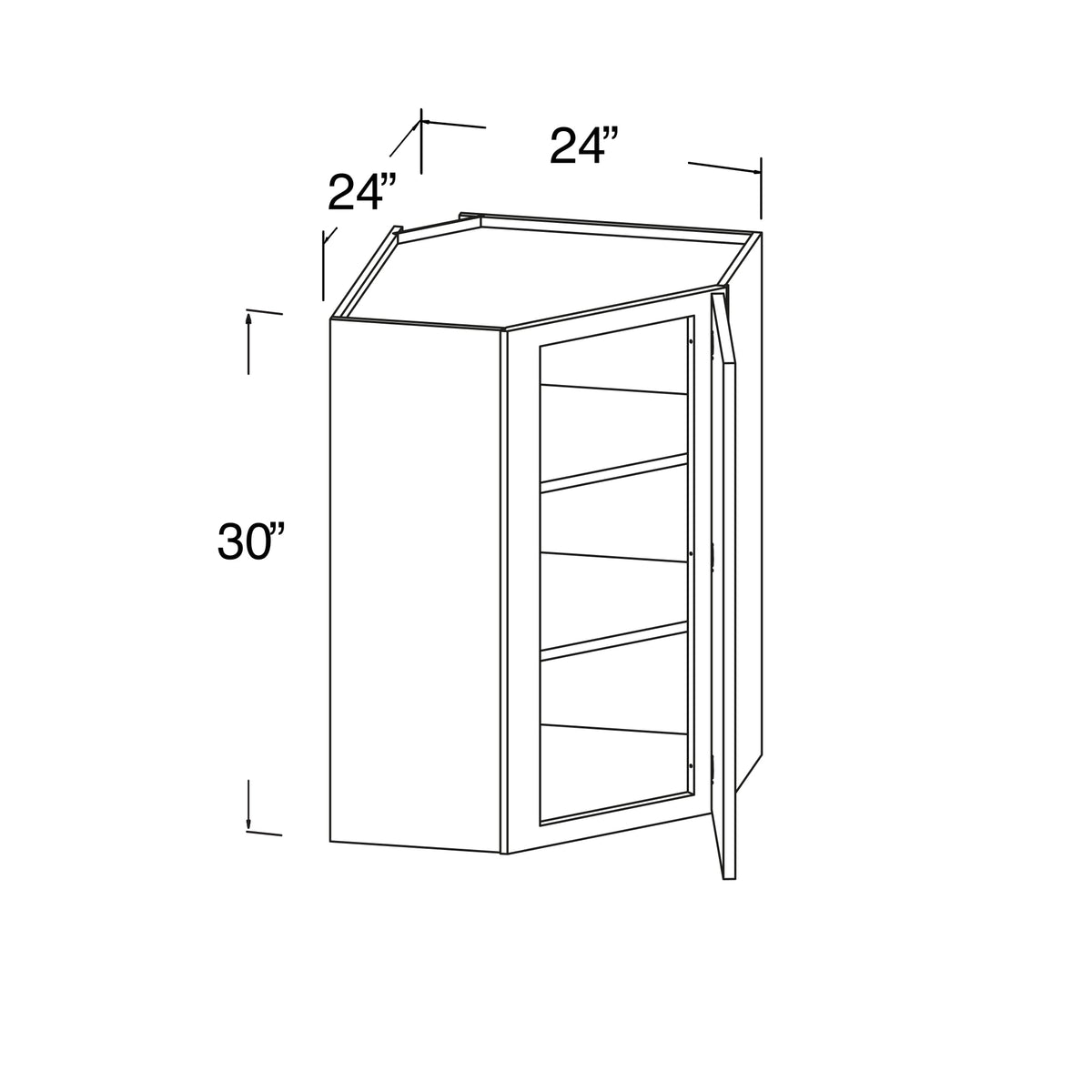 Diagonal Corner Wall Cabinet with 1 Door 24"W x 30"H