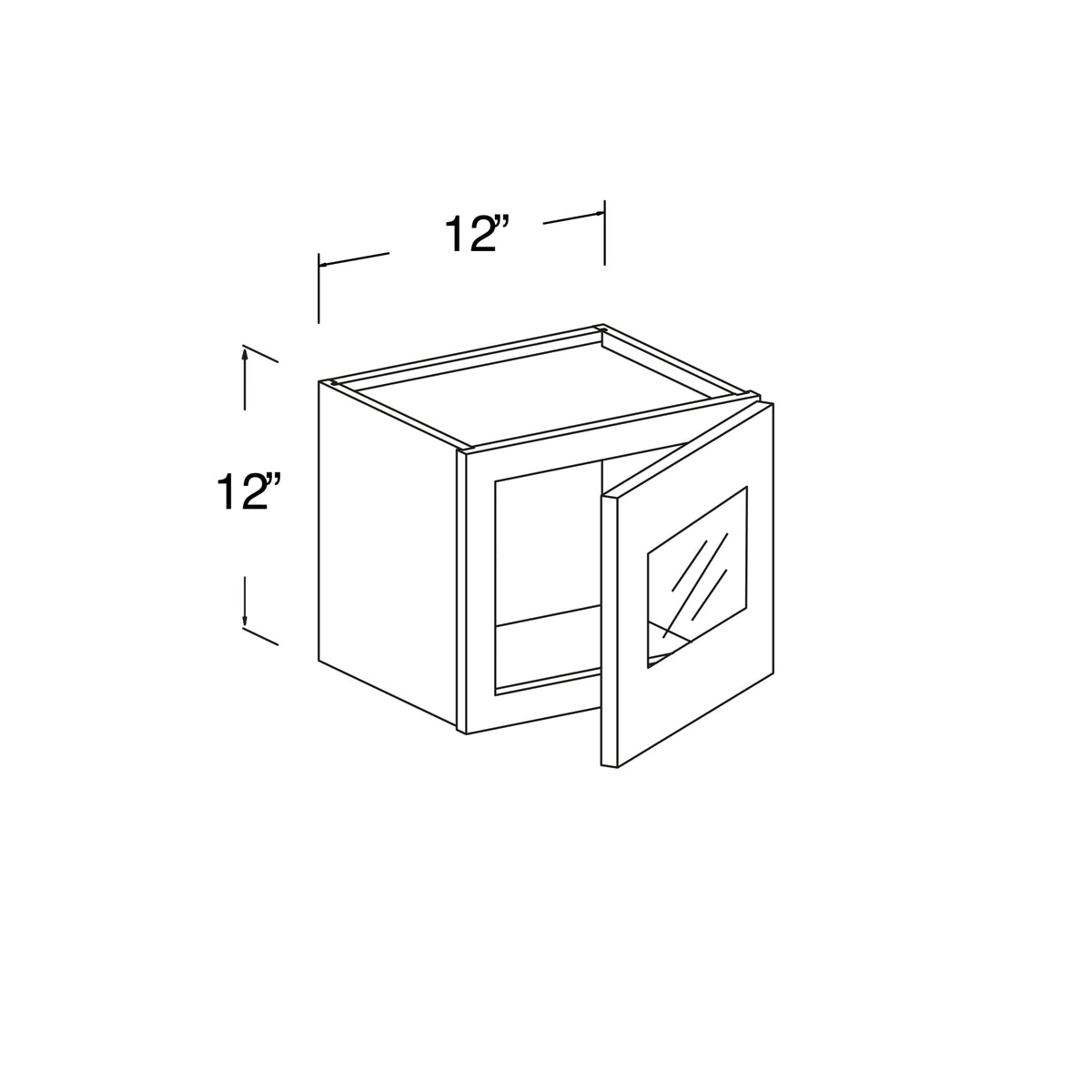 Glass Wall Cabinet with 1 Door 12"W x 12"H