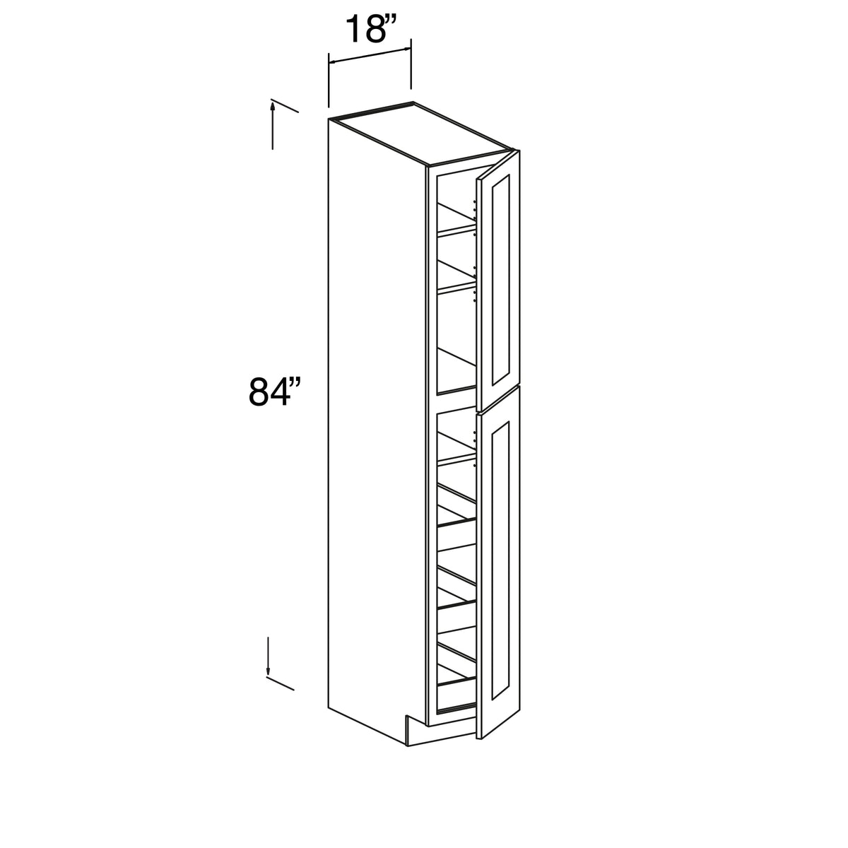 Pantry Cabinet with 2 Doors 18"W x 84"H